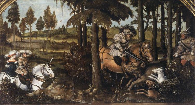 unknow artist The Boar Hunt Spain oil painting art